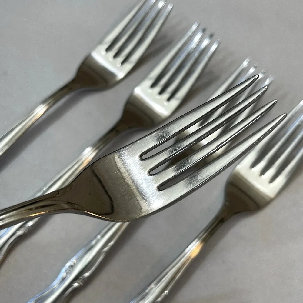 5 Insico International Silver Stainless Dinner Forks Victorian Charm Embassador